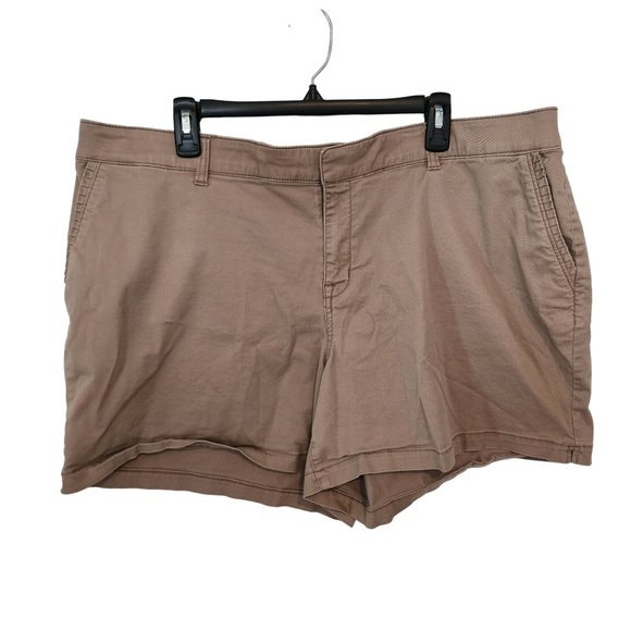 Lane Bryant Womens Dark Khaki/Light Brown 5" Inseam Shorts with Pocket Detail Si - Picture 1 of 5